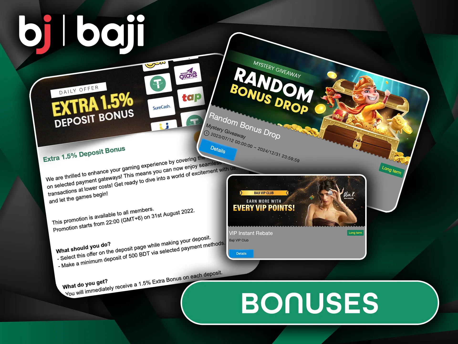 Exclusive Bonuses for Baji Arcade Games.