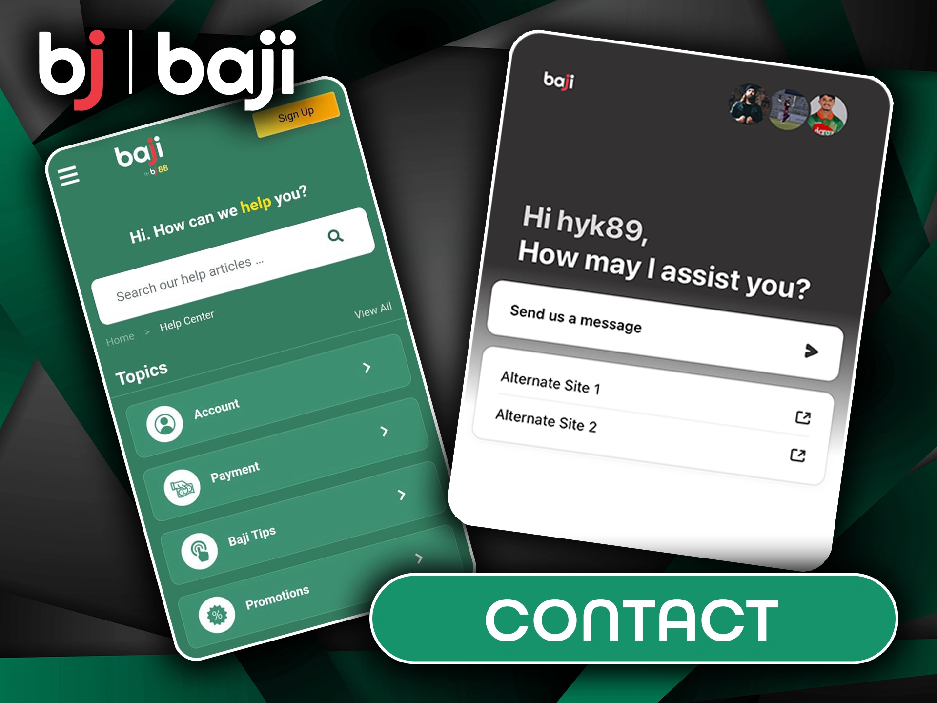 Contact Methods for Baji Support Team.