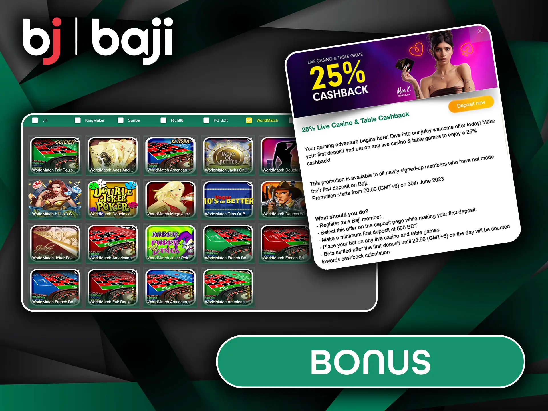 Welcome Bonus for Baji Live Table Games Players.