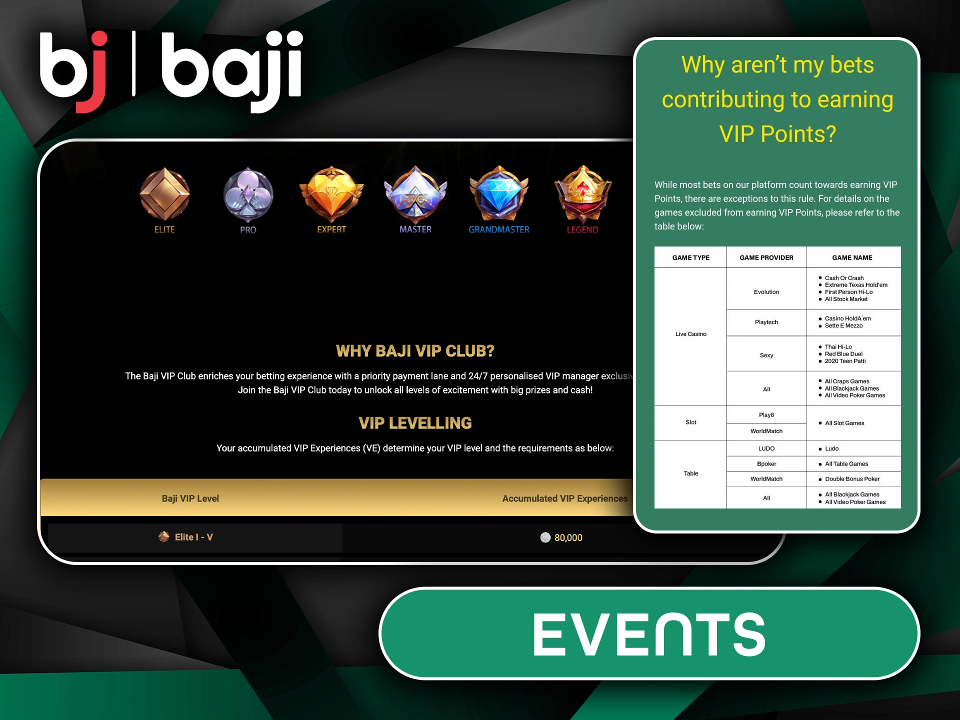 Baji Live VIP Events for Exclusive Members.